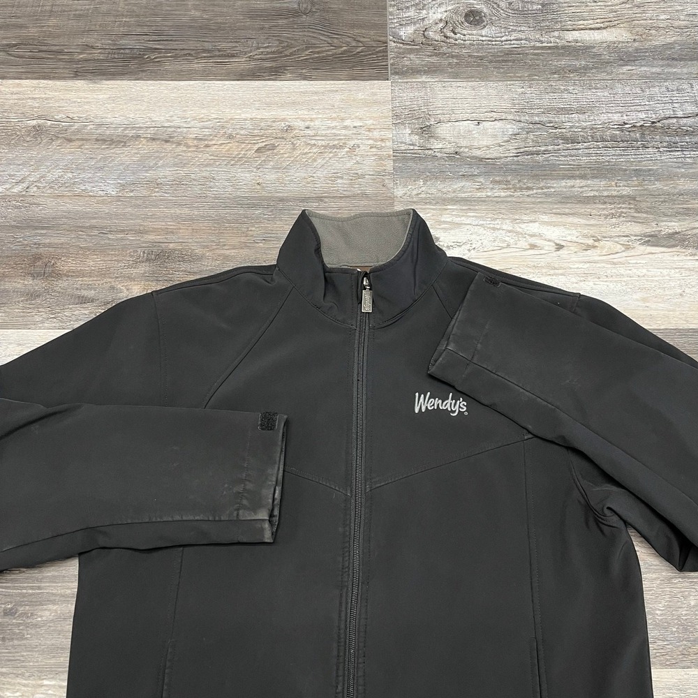 Wendys Work Jacket Black Mens M Full Zip Soft Shell Fleece Lined Barco Workwear